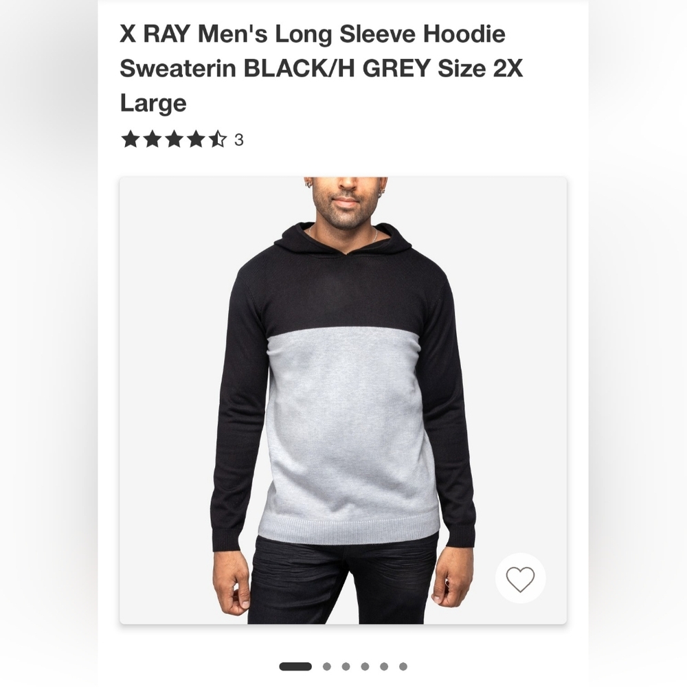 NWT X RAY Men's Black and Gray Hoodie Size 2XL